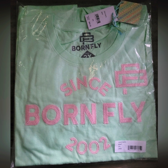 Born Fly T-Shirt Mint Green and Pink - Men's Size 2XL New In Bag - Picture 2 of 6
